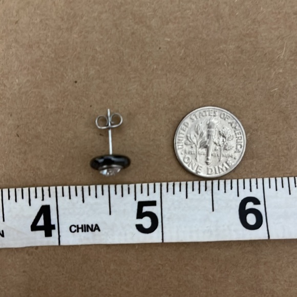 NWT Black Enamel & White Sapphire Studs Earrings - Picture 4 of 4